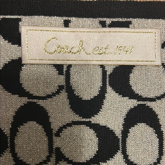 Coach Black and Silver Sparkle Reversible Signature Scarf - Picture 2 of 3